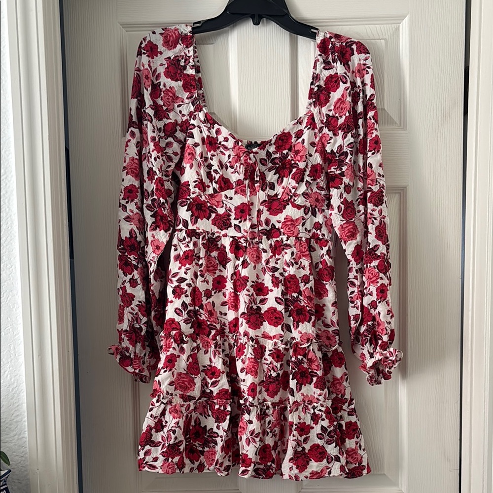 Midnight Doll Floral Red and White Dress